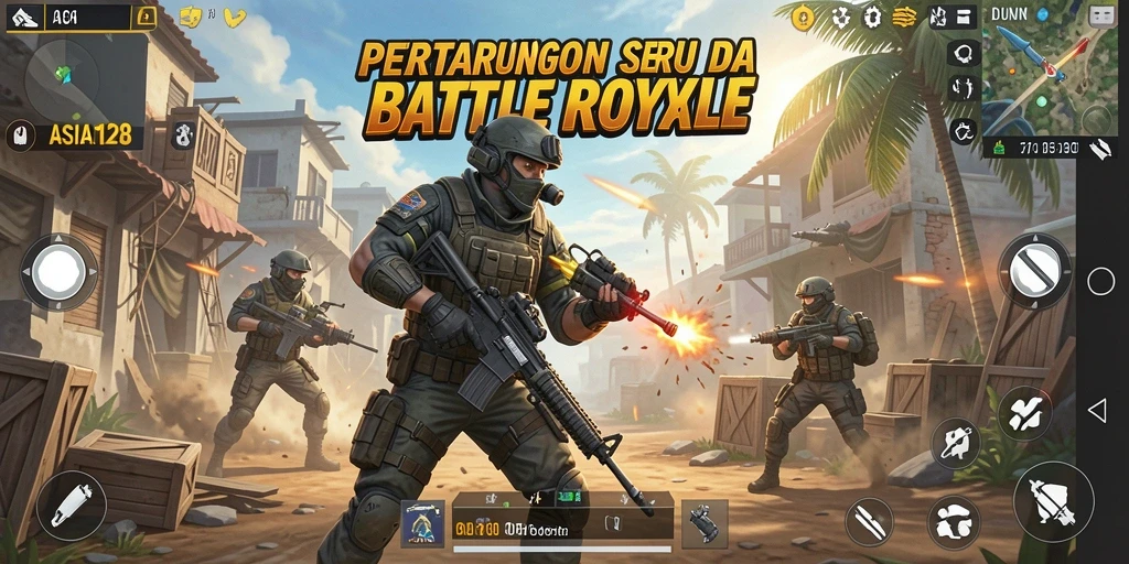 Tampilan seru gameplay ASIA128 dalam pertarungan Battle Royale