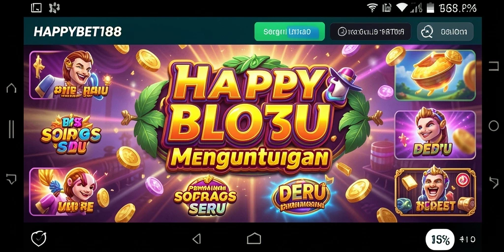 Tampilan gameplay utama HAPPYBET188 dengan mesin slot yang menarik.