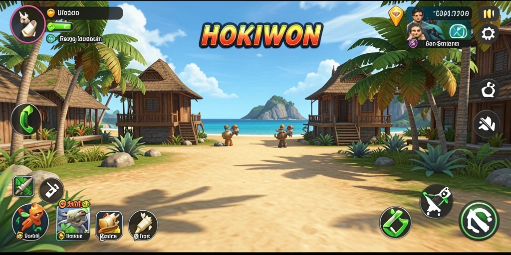 Tangkapan layar gameplay HOKIWON yang menakjubkan dengan grafis cerah.