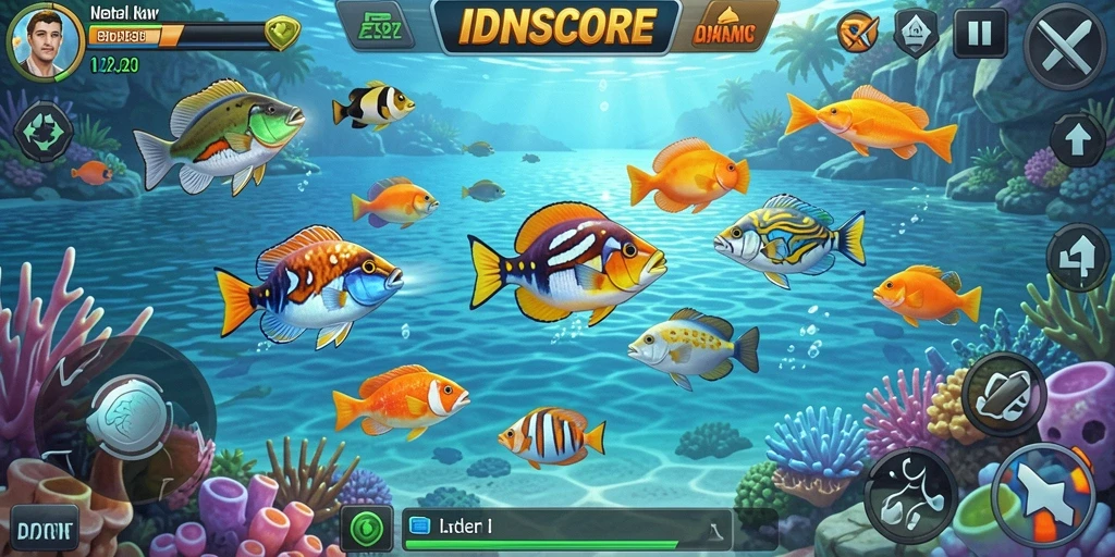 Screenshot gameplay Tembak Ikan IDNSCORE yang menampilkan aksi seru.