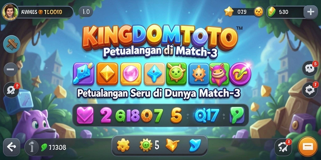 Tangkapan layar menunjukkan aksi seru dalam permainan Match-3 KINGDOMTOTO.