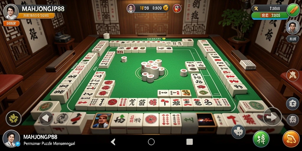 Tampilan gameplay seru MAHJONGJP88 dengan ubin menarik.