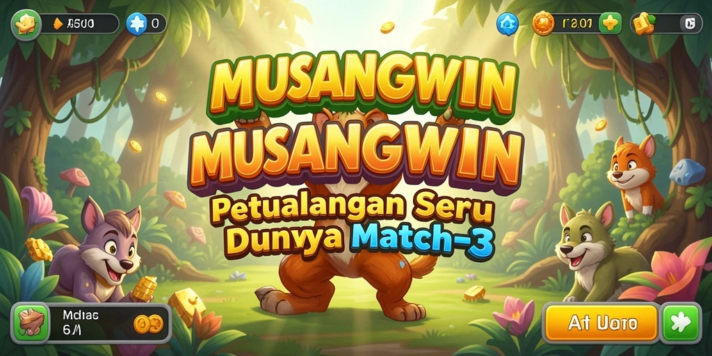 Tangkapan layar gameplay <strong>MUSANGWIN</strong> yang menampilkan kombinasi warna cerah dan tantangan Match-3.