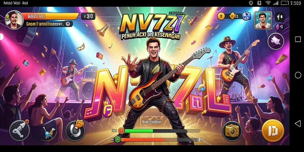 Tampilan gameplay NV77 menunjukkan aksi menyenangkan dalam permainan musik.