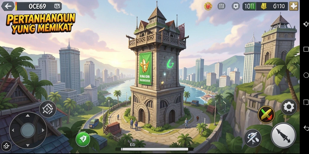 Gameplay seru OCE69 dalam pertahanan menara yang menegangkan.