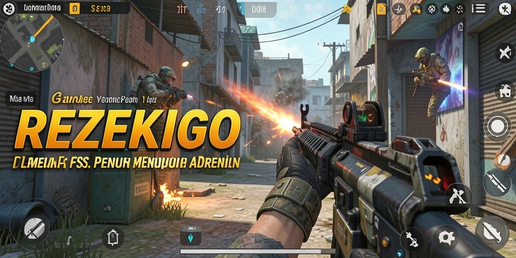 Tampilan intens dari gameplay REZEKIGO dalam mode FPS.