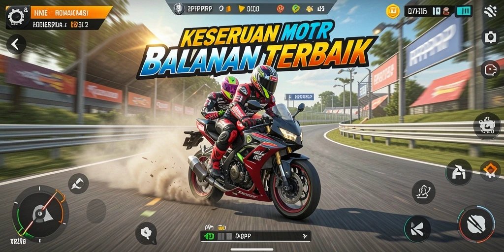 Tampilan utama gameplay RPRPRP yang mendebarkan di lintasan balap.