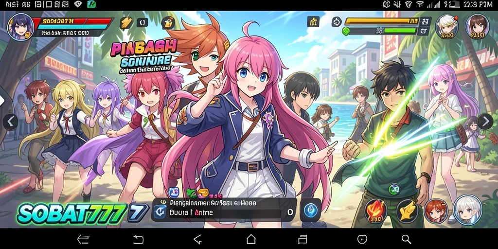 Tampilan menarik dari gameplay SOBAT777 dengan karakter anime ikonik.